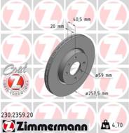 230.2359.20 - Tarcza hamulcowa ZIMMERMANN COAT Z 257x20 FIAT BRAVA/BRAVO 96-02