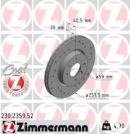 230.2359.52 - Tarcza hamulcowa ZIMMERMANN COAT Z FIAT 2575x20 SPORT /nawiercane/