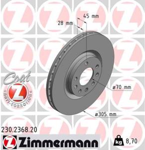 230.2368.20 - Tarcza hamulcowa ZIMMERMANN COAT Z FIAT 305x28
