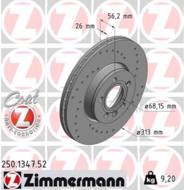 250.1347.52 - Tarcza hamulcowa ZIMMERMANN COAT Z FORD/VAG 313x26 SPORT /nawiercane/