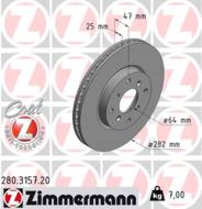 280.3157.20 - Tarcza hamulcowa ZIMMERMANN COAT Z HONDA 282x25