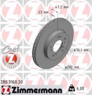 280.3160.20 - Tarcza hamulcowa ZIMMERMANN COAT Z HONDA 282x23