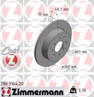 280.3164.20 - Tarcza hamulcowa ZIMMERMANN /tył/ COAT Z HONDA CIVIC 01- 260x10