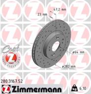 280.3167.52 - Tarcza hamulcowa ZIMMERMANN COAT Z HONDA 282x23 SPORT /nawiercane/