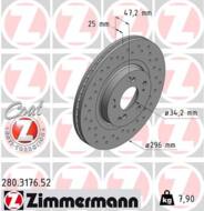 280.3176.52 - Tarcza hamulcowa ZIMMERMANN COAT Z HONDA 296x25 SPORT /nawiercane/