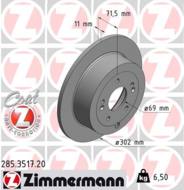 285.3517.20 - Tarcza hamulcowa ZIMMERMANN /tył/ COAT Z HYUNDAI 302x11