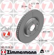 285.3519.20 - Tarcza hamulcowa ZIMMERMANN /przód/ COAT Z HYUNDAI 320x28 i40 11-