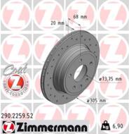 290.2259.52 - Tarcza hamulcowa ZIMMERMANN /tył/ COAT Z JAGUAR 305x20 SPORT /nawiercane/