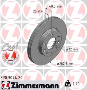 370.3074.20 - Tarcza hamulcowa ZIMMERMANN COAT Z MAZDA 2825x25