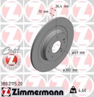 380.2115.20 - Tarcza hamulcowa ZIMMERMANN /tył/ COAT Z MITSUBISHI/PSA 302x10