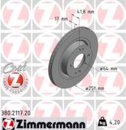 380.2117.20 - Tarcza hamulcowa ZIMMERMANN COAT Z DB 251x17 MITSUBISHI SPACE STAR 12-