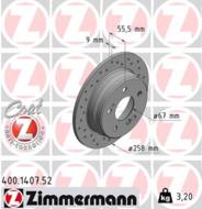 400.1407.52 - Tarcza hamulcowa ZIMMERMANN /tył/ COAT Z DB 258x9 SPORT /nawiercane/