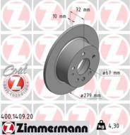 400.1409.20 - Tarcza hamulcowa ZIMMERMANN /tył/ COAT Z DB 279x10