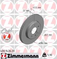 400.1426.20 - Tarcza hamulcowa ZIMMERMANN COAT Z DB 284x22