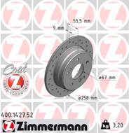 400.1427.52 - Tarcza hamulcowa ZIMMERMANN /tył/ COAT Z DB 258x9 SPORT /nawiercane/