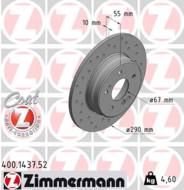 400.1437.52 - Tarcza hamulcowa ZIMMERMANN /tył/ COAT Z DB 290x10 SPORT /nawiercane/