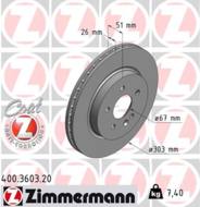 400.3603.20 - Tarcza hamulcowa ZIMMERMANN COAT Z DB 303x26