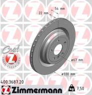 400.3687.20 - Tarcza hamulcowa ZIMMERMANN /tył/ COAT Z DB 330x22