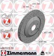 400.5513.70 - Tarcza hamulcowa ZIMMERMANN DB 361x3/ przód/ DB C209/CLK 06-09 FORMULA Z