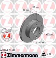 400.6470.20 - Tarcza hamulcowa ZIMMERMANN COAT Z DB/VAG 276x22