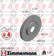 430.1490.20 - Tarcza hamulcowa ZIMMERMANN /przód/ COAT Z OPEL 260x24