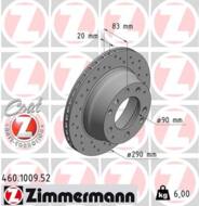 460.1009.52 - Tarcza hamulcowa ZIMMERMANN /tył/ COAT Z PORSCHE 290x20 SPORT /nawiercane/