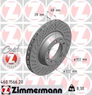 460.1566.20 - Tarcza hamulcowa ZIMMERMANN /tył L/ COAT Z PORSCHE 322x28