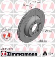 460.4519.20 - Tarcza hamulcowa ZIMMERMANN /tył P/ COAT Z 365x28 PORSCHE PANAMERA 16-