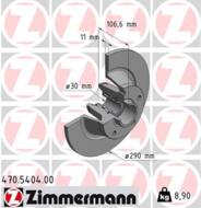 470.5404.00 - Tarcza hamulcowa ZIMMERMANN /tył/ RENAULT 290x11