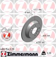 480.1543.20 - Tarcza hamulcowa ZIMMERMANN /tył/ COAT Z SAAB 258x9 SAAB 9000 84-98