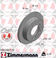 590.2807.20 - Tarcza hamulcowa ZIMMERMANN /tył/ COAT Z TOYOTA 312x18