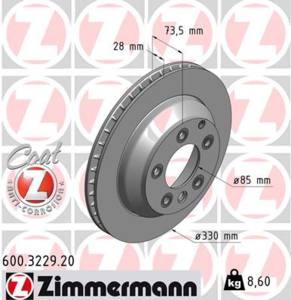 600.3229.20 - Tarcza hamulcowa ZIMMERMANN /tył/ COAT Z VAG/PORSCHE 330x28