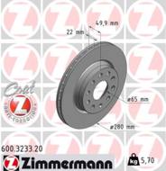 600.3233.20 - Tarcza hamulcowa ZIMMERMANN COAT Z VAG 280x22