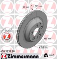 600.3239.20 - Tarcza hamulcowa ZIMMERMANN /tył/ COAT Z VAG/PORSCHE 358x28