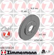 600.3250.20 - Tarcza hamulcowa ZIMMERMANN /przód/ COAT Z VAG 257x22