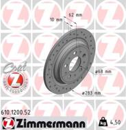 610.1200.52 - Tarcza hamulcowa ZIMMERMANN /tył/ COAT Z VOLVO 283x10 SPORT /nawiercane/