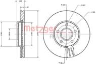 6110524 METZ - Tarcza hamulcowa METZGER FORD